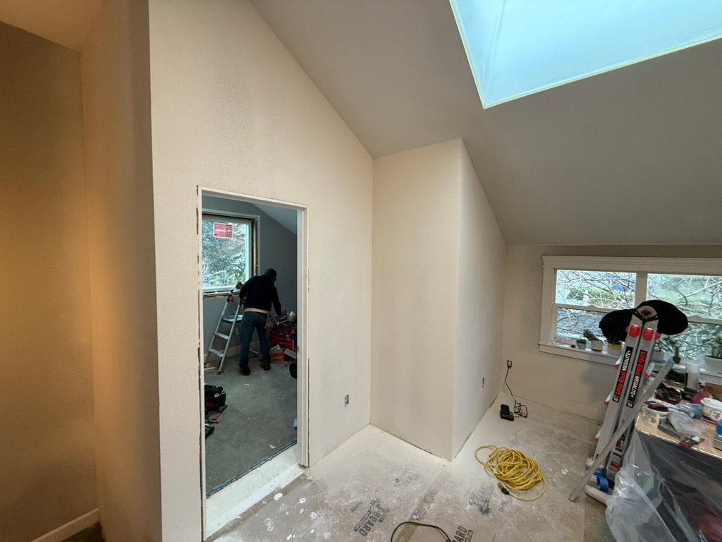 Bonus-room finish work in progress remodel