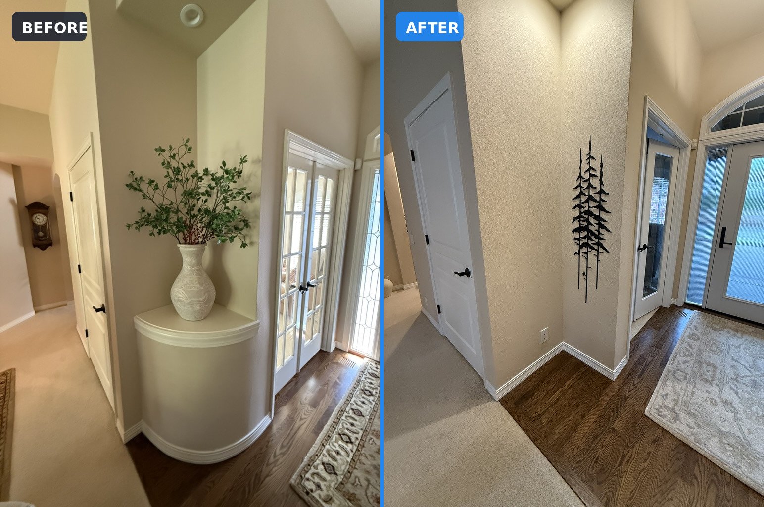 Entryway niche removal before and after