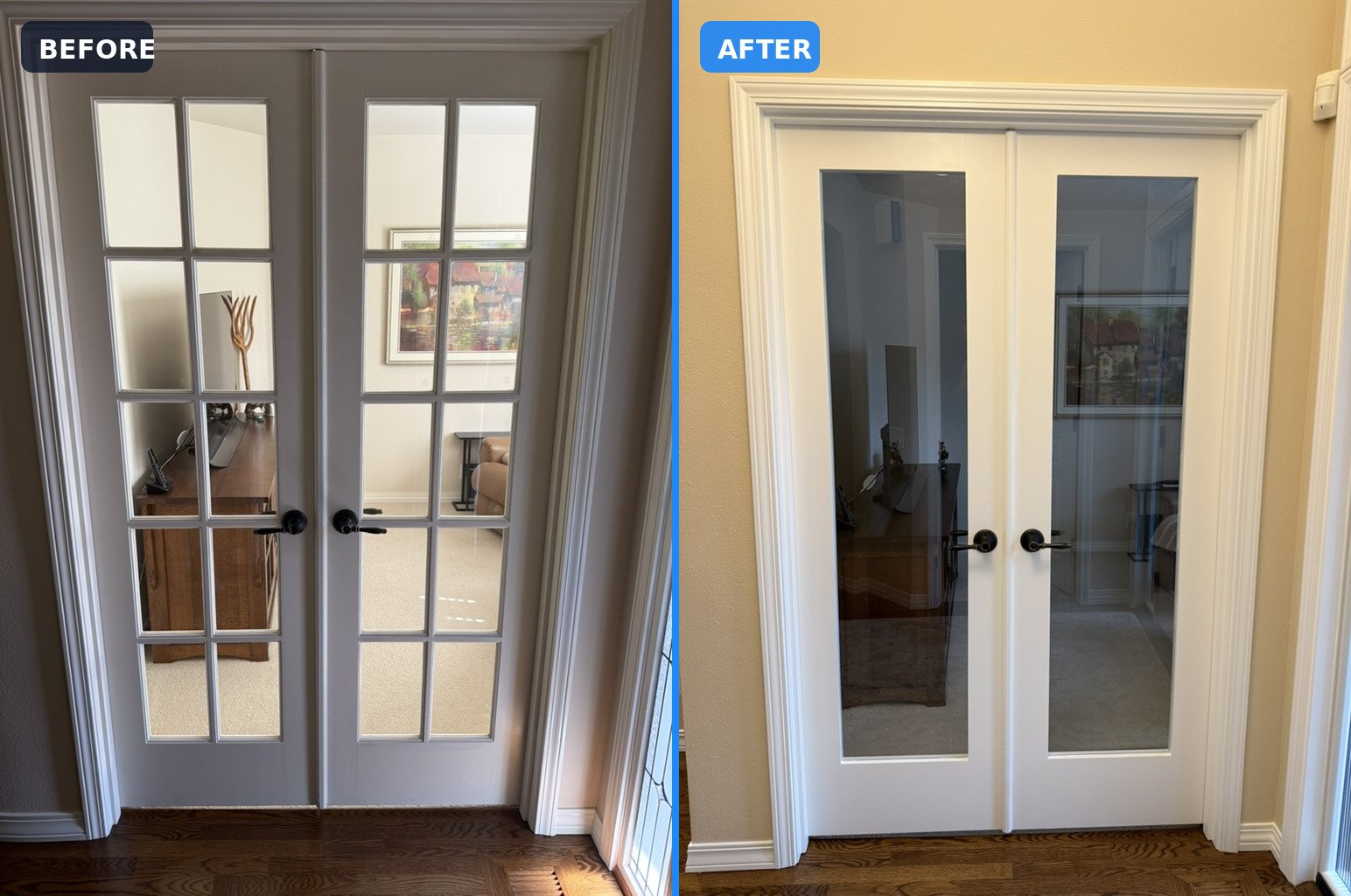 Interior French doors before and after