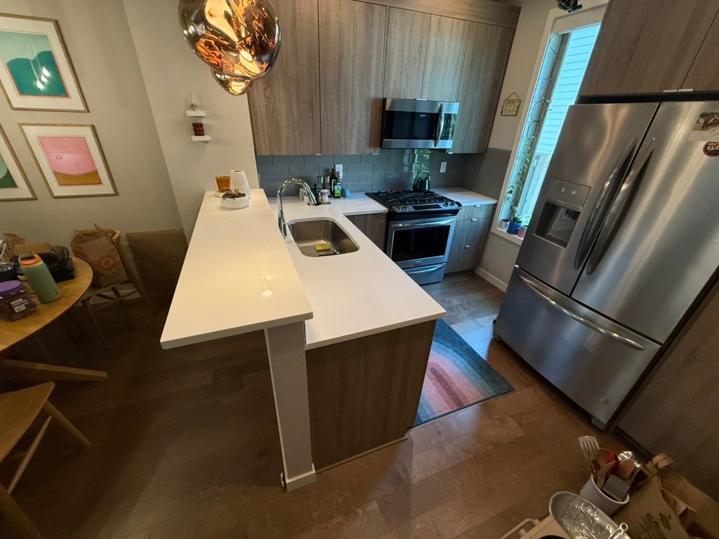 Portland kitchen remodel before new countertops are installed.