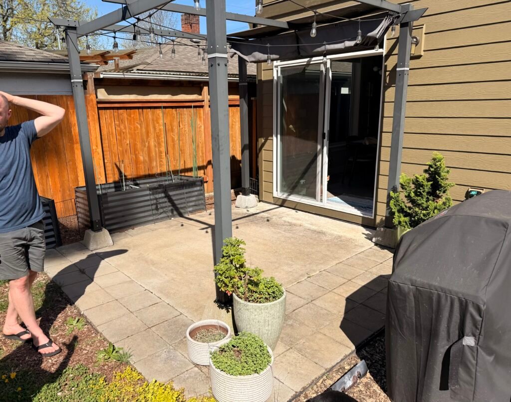 black yard remodel before picture