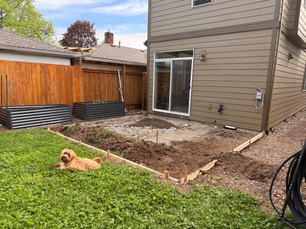 pouring the new slab for the Portland backyard remodel